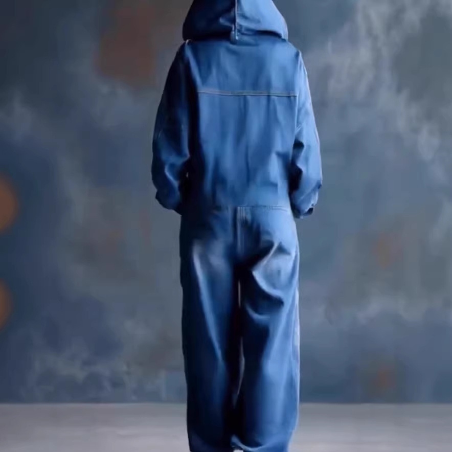 Women's Solid Color Denim Pocket Comfortable Jumpsuit-elviree