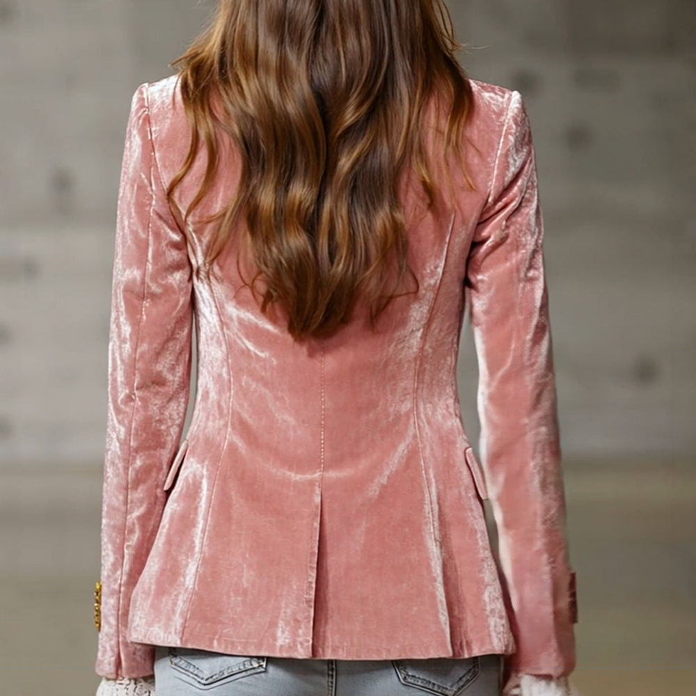 Retro Classy Slim Fit Velvet Suit Jacket-elviree
