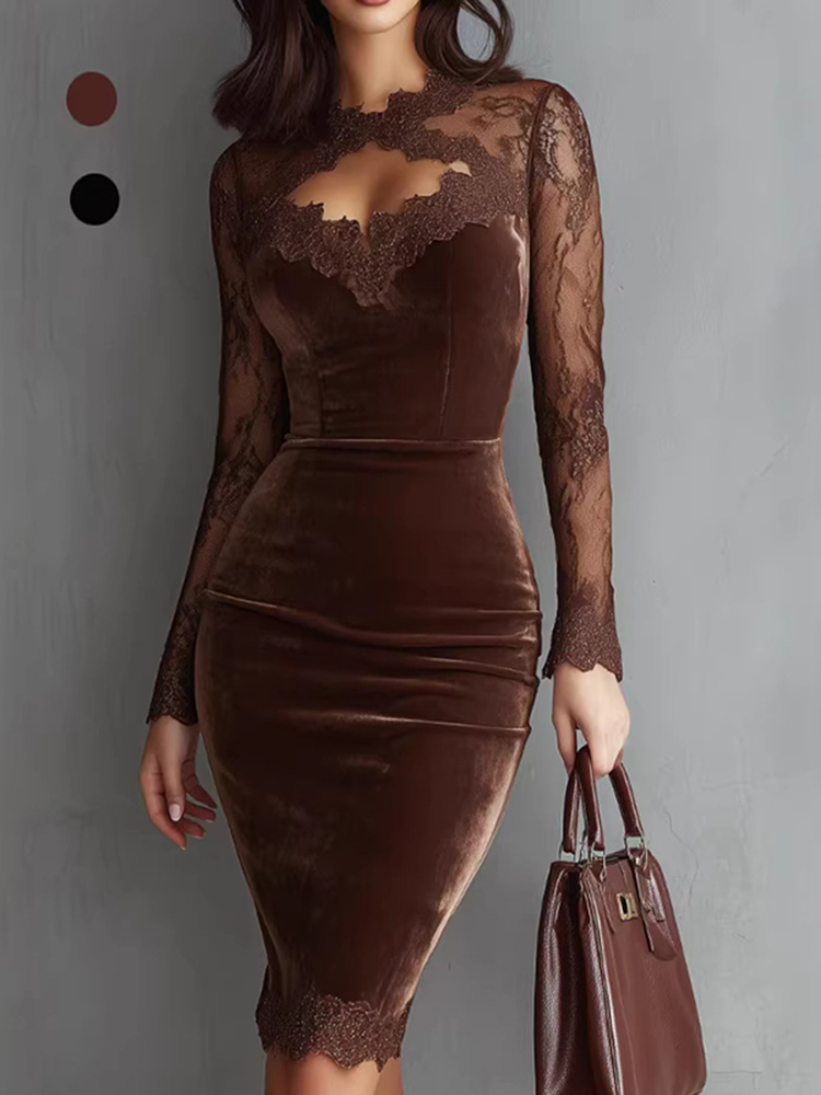 Women's Retro Elegance With Lace Trim Embroidered Dress-elviree