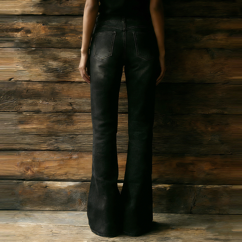 Japanese Art Cherry Blossom Embroidered Washed Flared Jeans-elviree