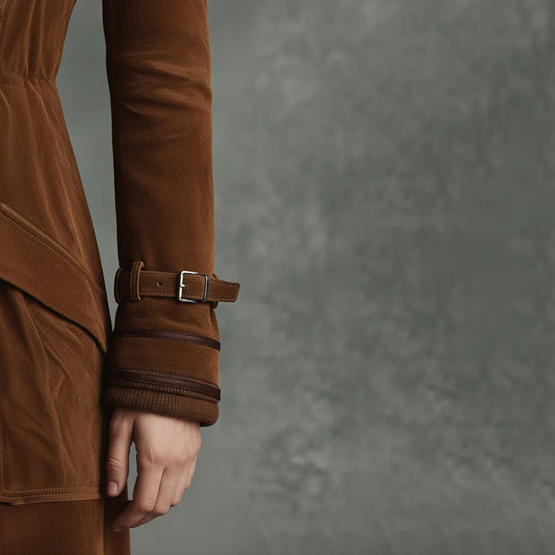 Vintage Western Lapel Buttoned Suede Trench Coat-elviree