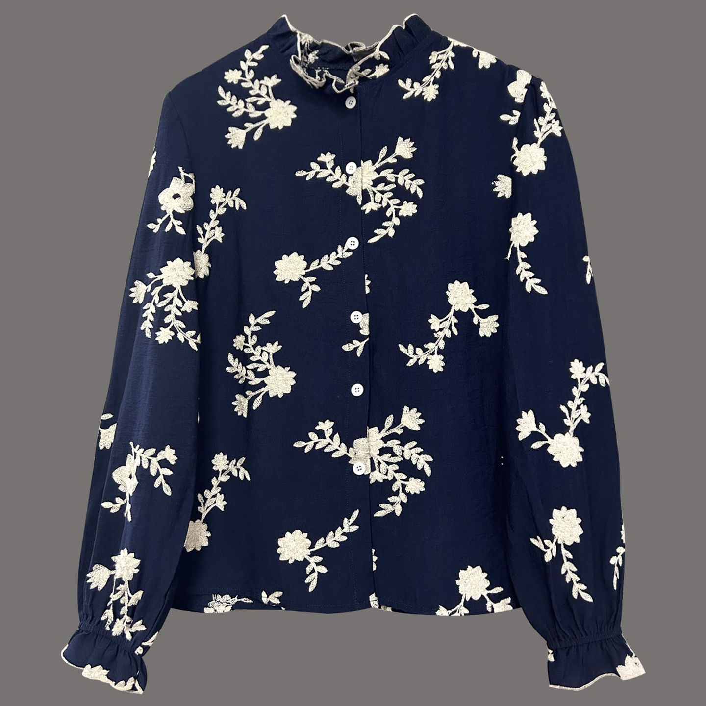 Women's Elegant Casual Floral Embroidered Cotton And Linen Blouse-elviree
