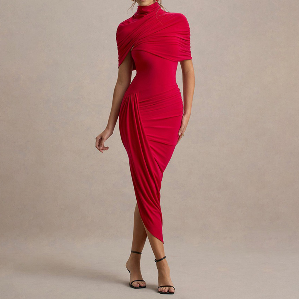 Fashionable Backless Pleated Women's Dress-elviree