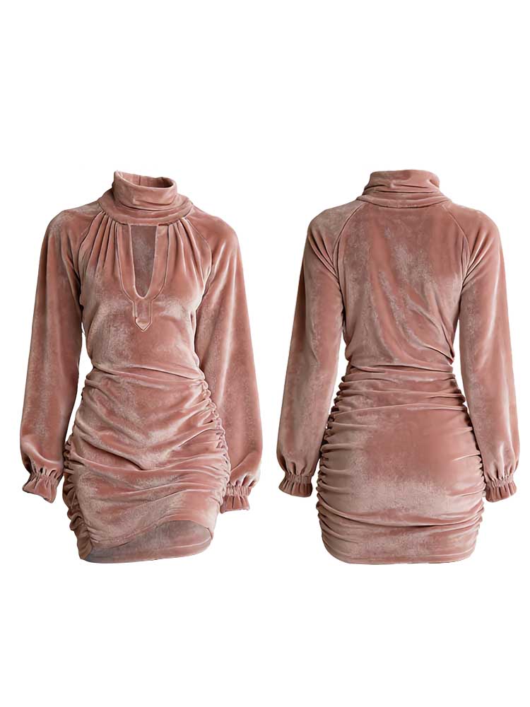 Retro High-end Velvet Material Body-hugging Dress-elviree