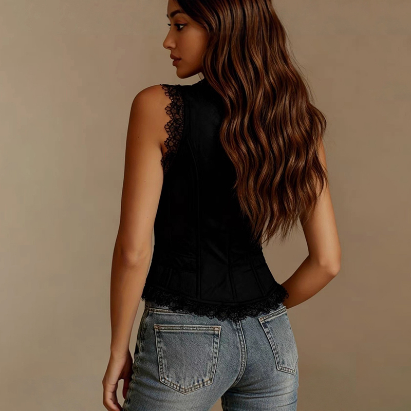 Women's Vintage Lace Floral Embroidered V-neck Vest-elviree