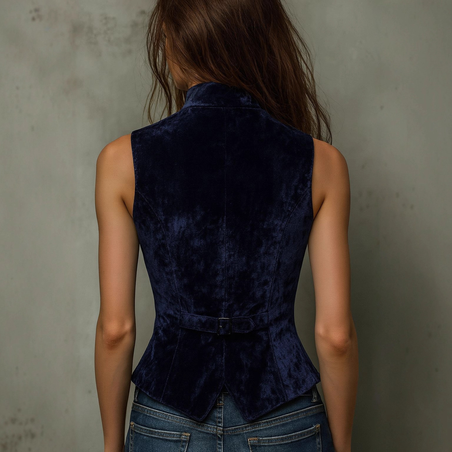 French-style Lace-trimmed V-neck Velvet Sleeveless Vest-elviree