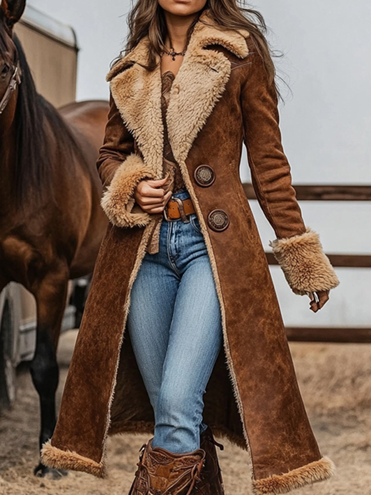 Vintage Suede Plush Button Down Coat-elviree