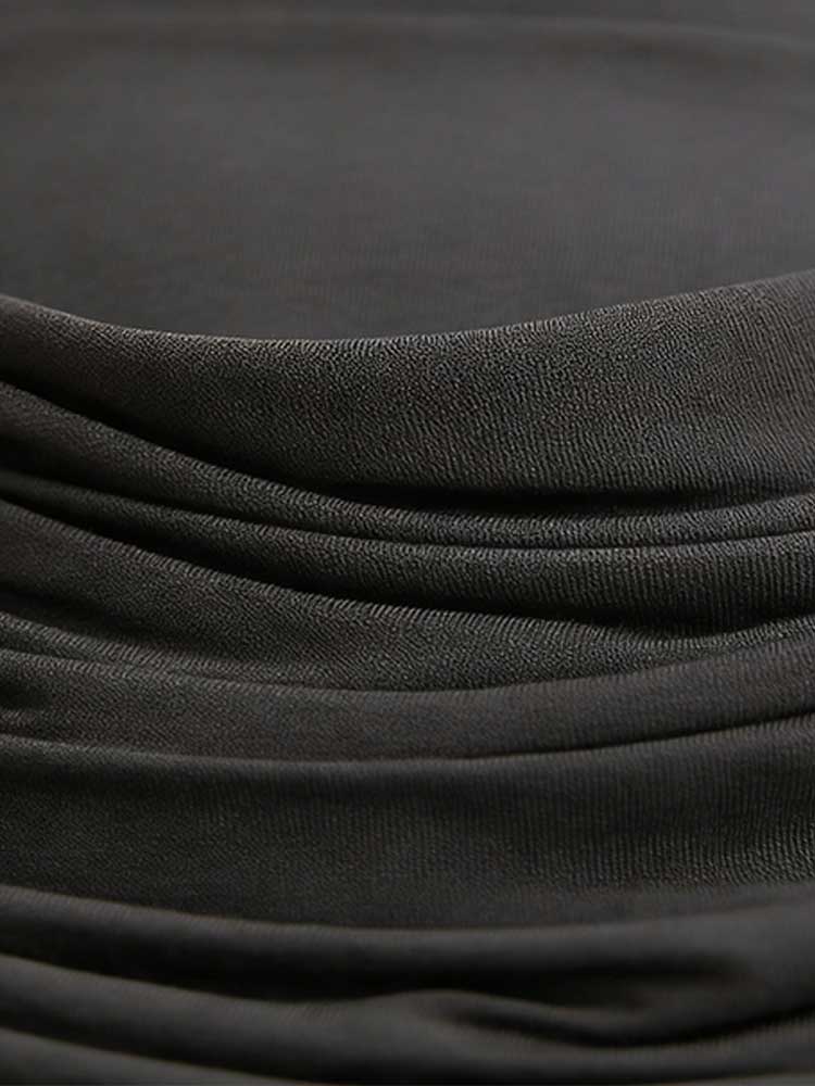 Pure Color Pleated Wrap Around Dress-elviree