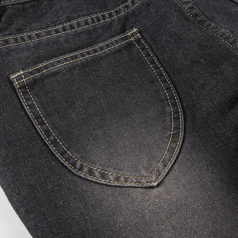 Japanese Art Cherry Blossom Embroidered Washed Flared Jeans-elviree