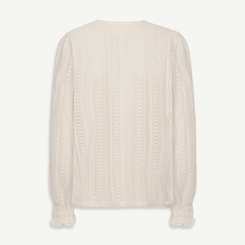 Women's Retro Lace Cotton And Linen Mid-length Sleeves V-neck Top-elviree