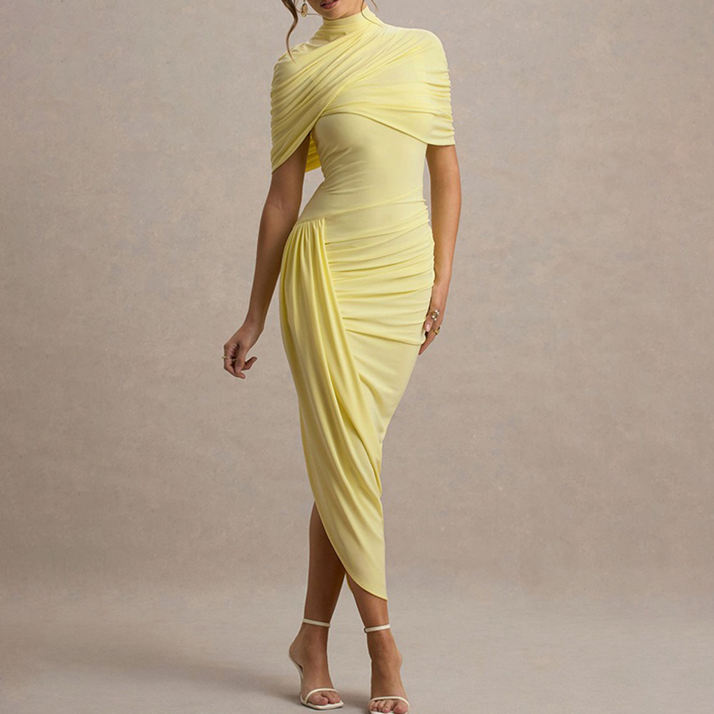 Fashionable Backless Pleated Women's Dress-elviree