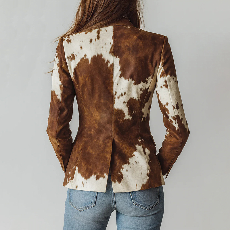 Vintage Cowhide Pattern Statement Blazer-elviree