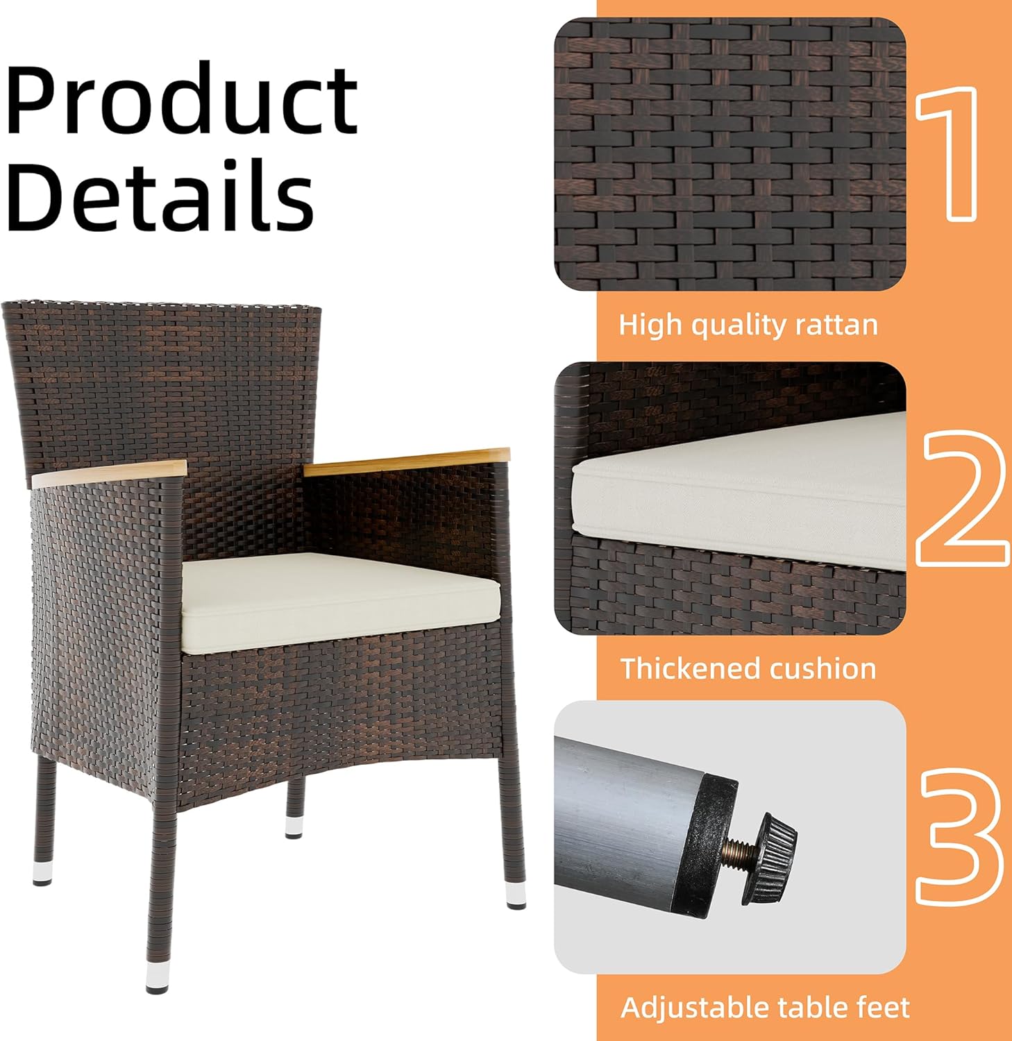 5 Piece Small Patio Dining Set Brown