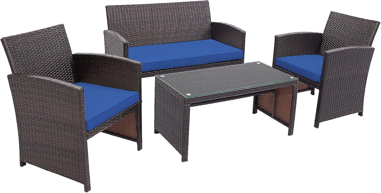4PCS Patio Rattan Furniture Set