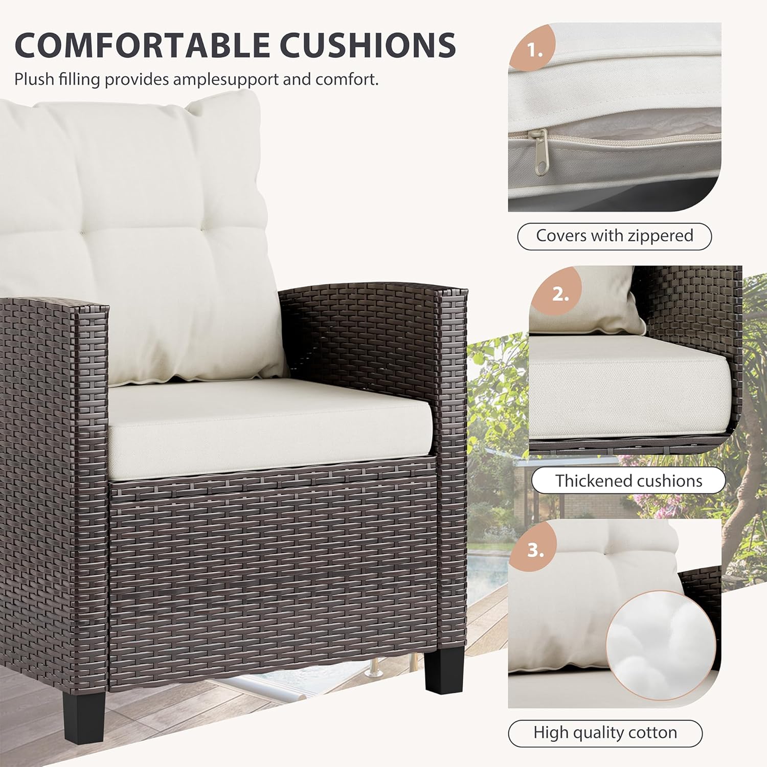 3 Pieces Patio Furniture Set 