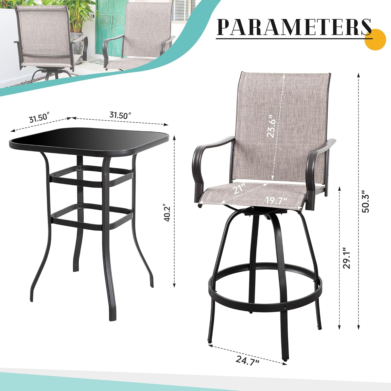 5 Piece Patio Swivel Bar Set