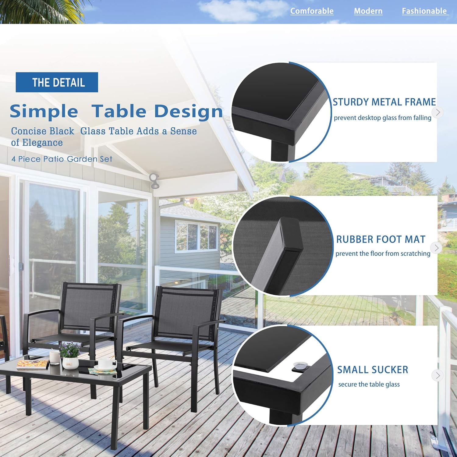 4 Pieces Patio Furniture Sets