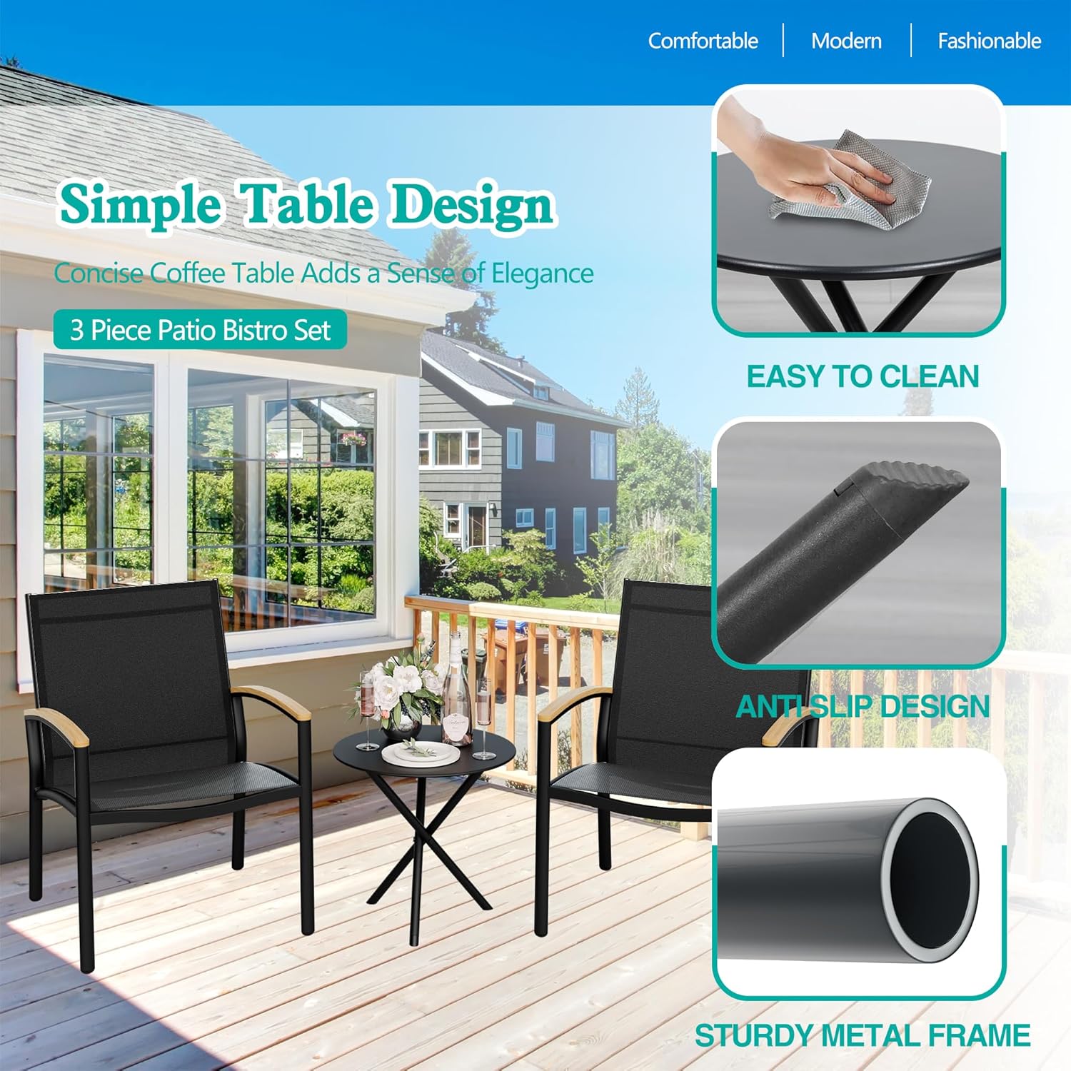  3-Piece Patio Bistro Set