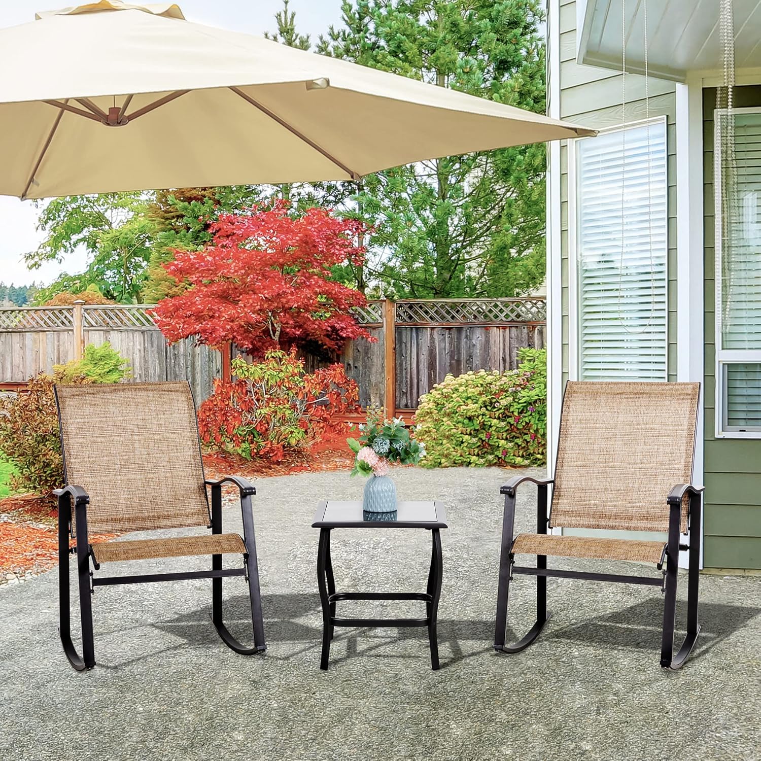  3 Piece Outdoor Rocking Bistro Set