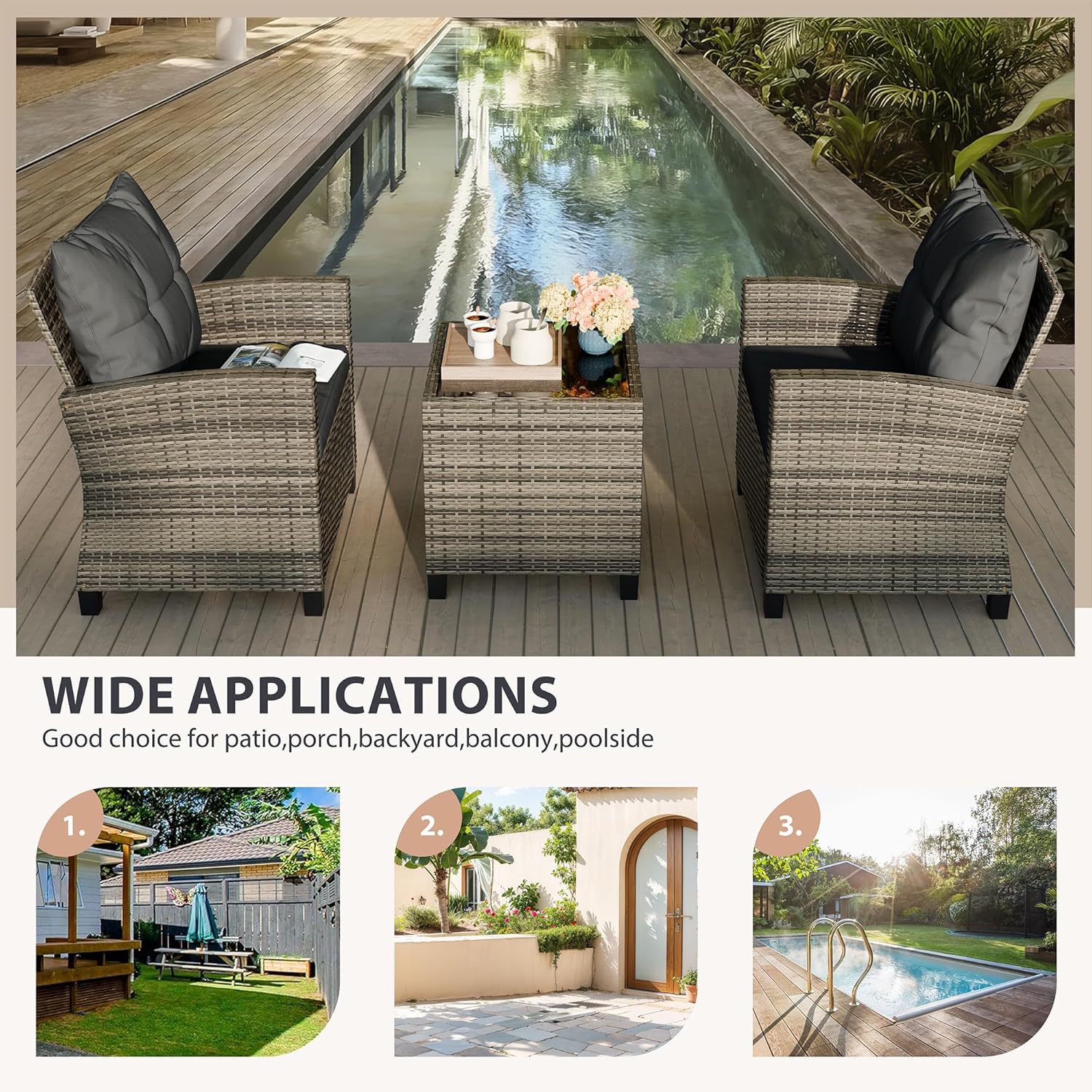 3 Piece Patio Furniture Set 
