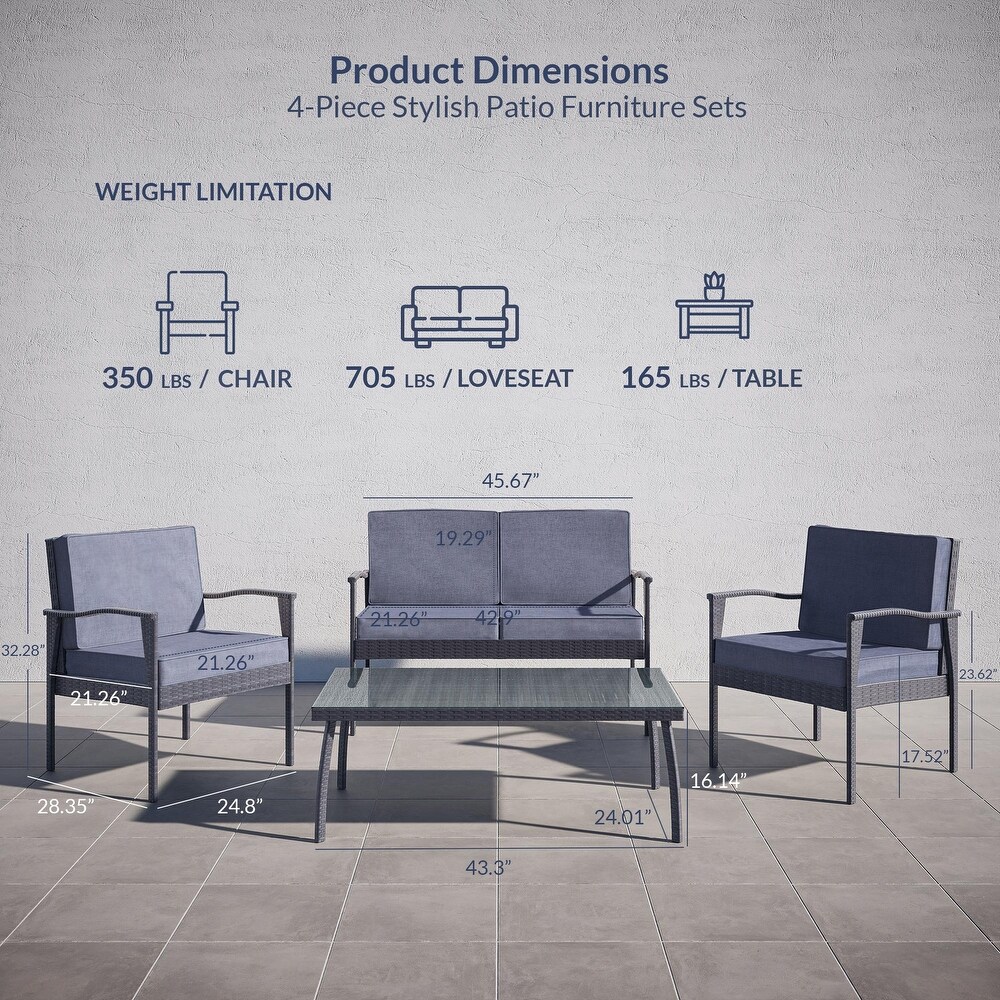  4 Piece Patio Wicker Set