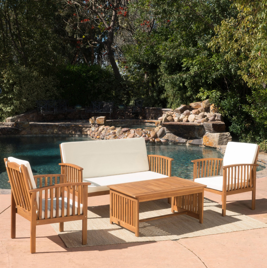 4 Piece Outdoor Hard Wood Chat Set
