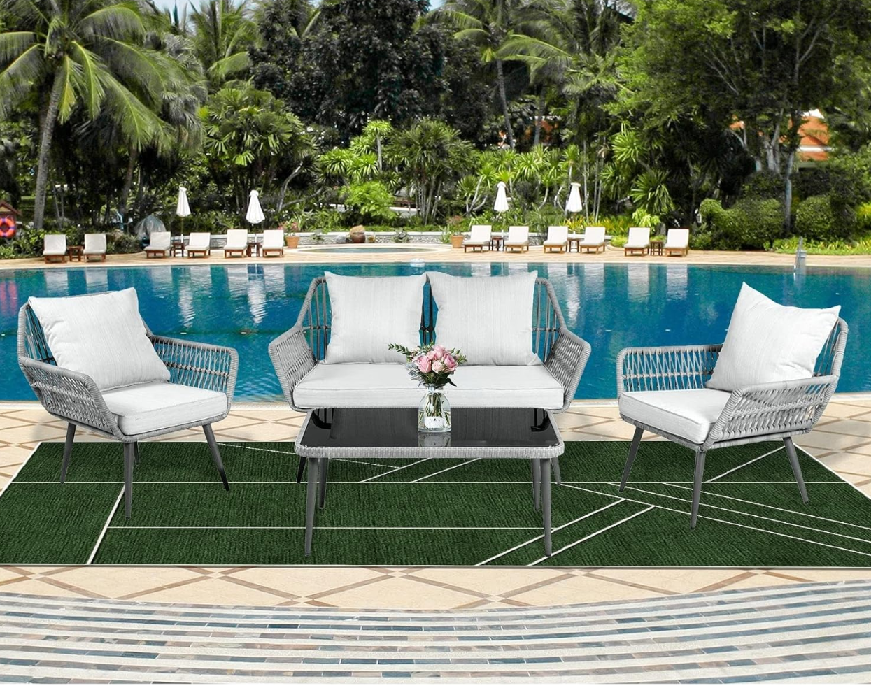 4 -Piece Wicker Patio Conversation Set