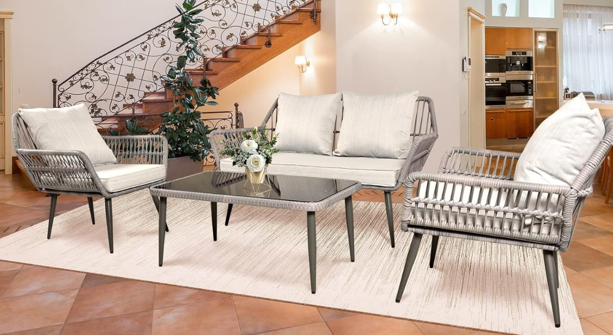 4 -Piece Wicker Patio Conversation Set