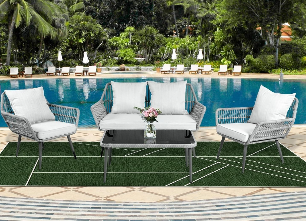 4 -Piece Wicker Patio Conversation Set