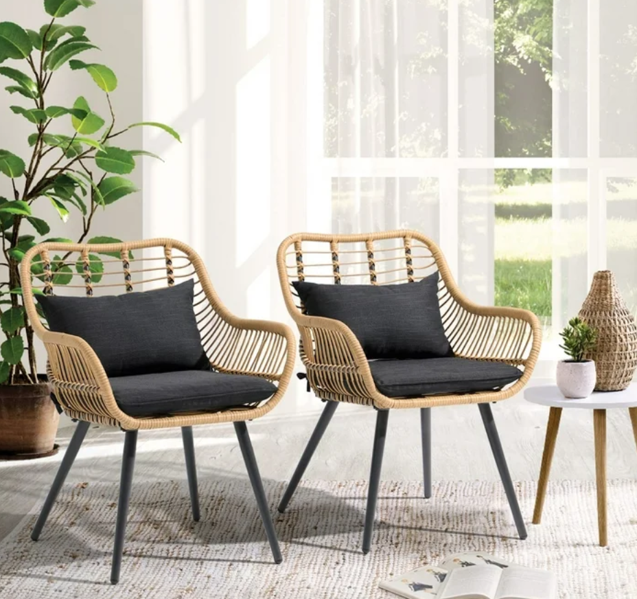 Outdoor Wicker Chairs Set of 2