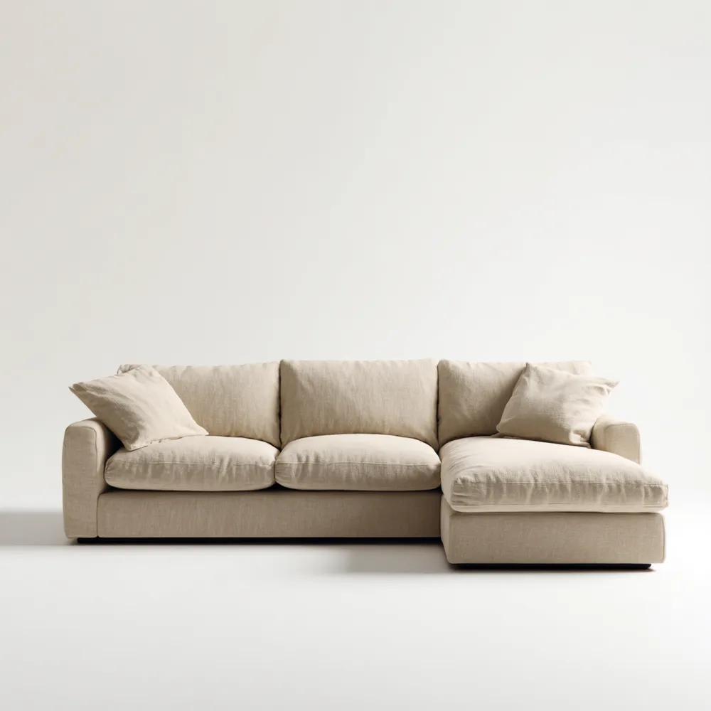 Divano angolare in tessuto 270x140x85 cm - Beige - Design moderno