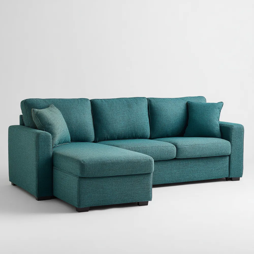 Divano angolare in tessuto 250x150x85 cm - Verde acqua