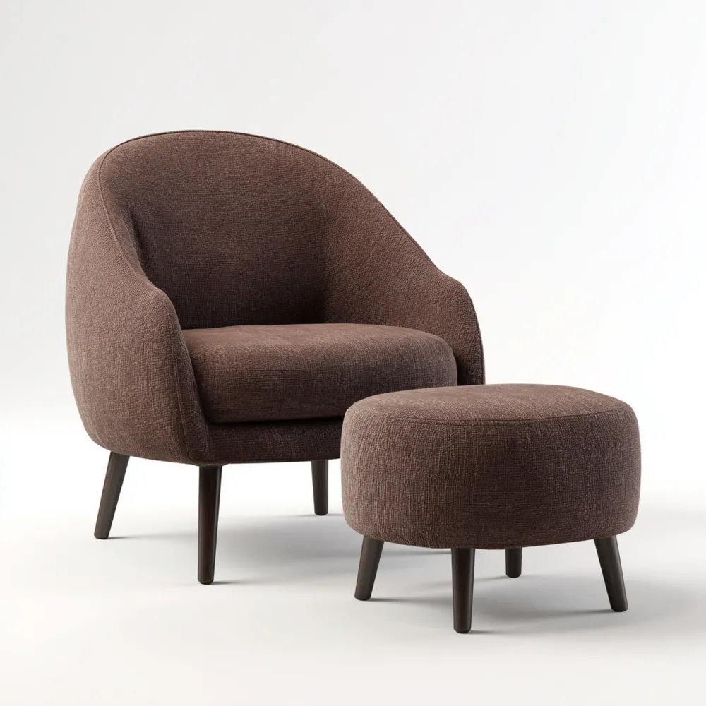 Poltrona relax 80x75x85 cm in Tessuto Marrone con Poggiapiedi 40x40x35 cm