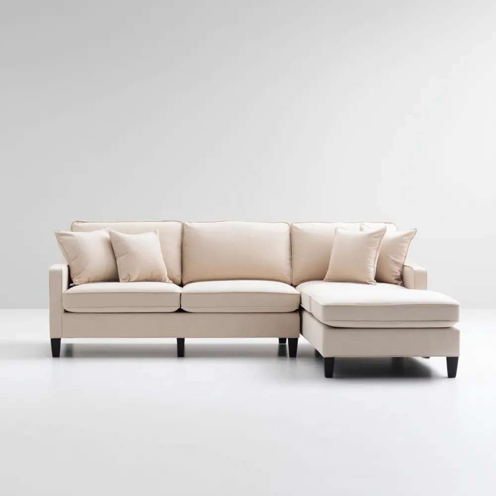 Divano angolare con chaise longue 250x150x85 cm - Tessuto Beige