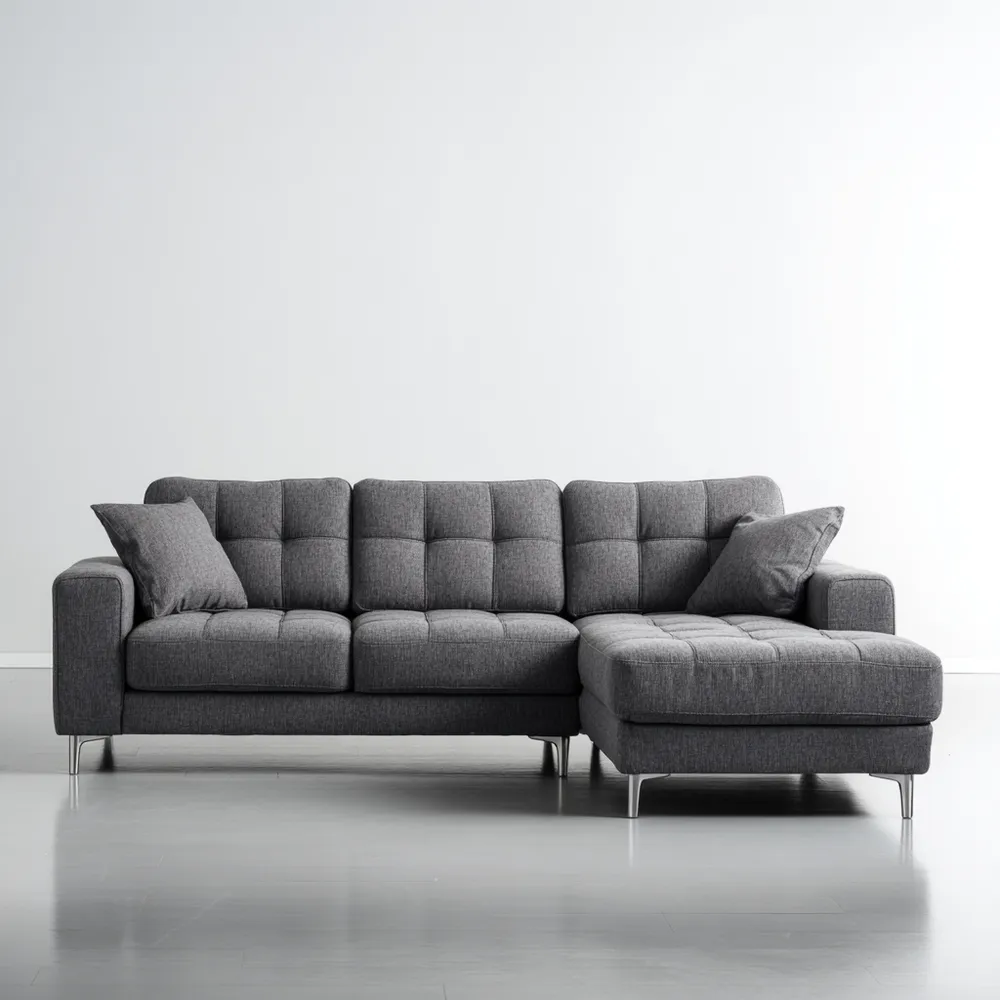 Divano angolare in tessuto 250x150x85 cm - Grigio scuro