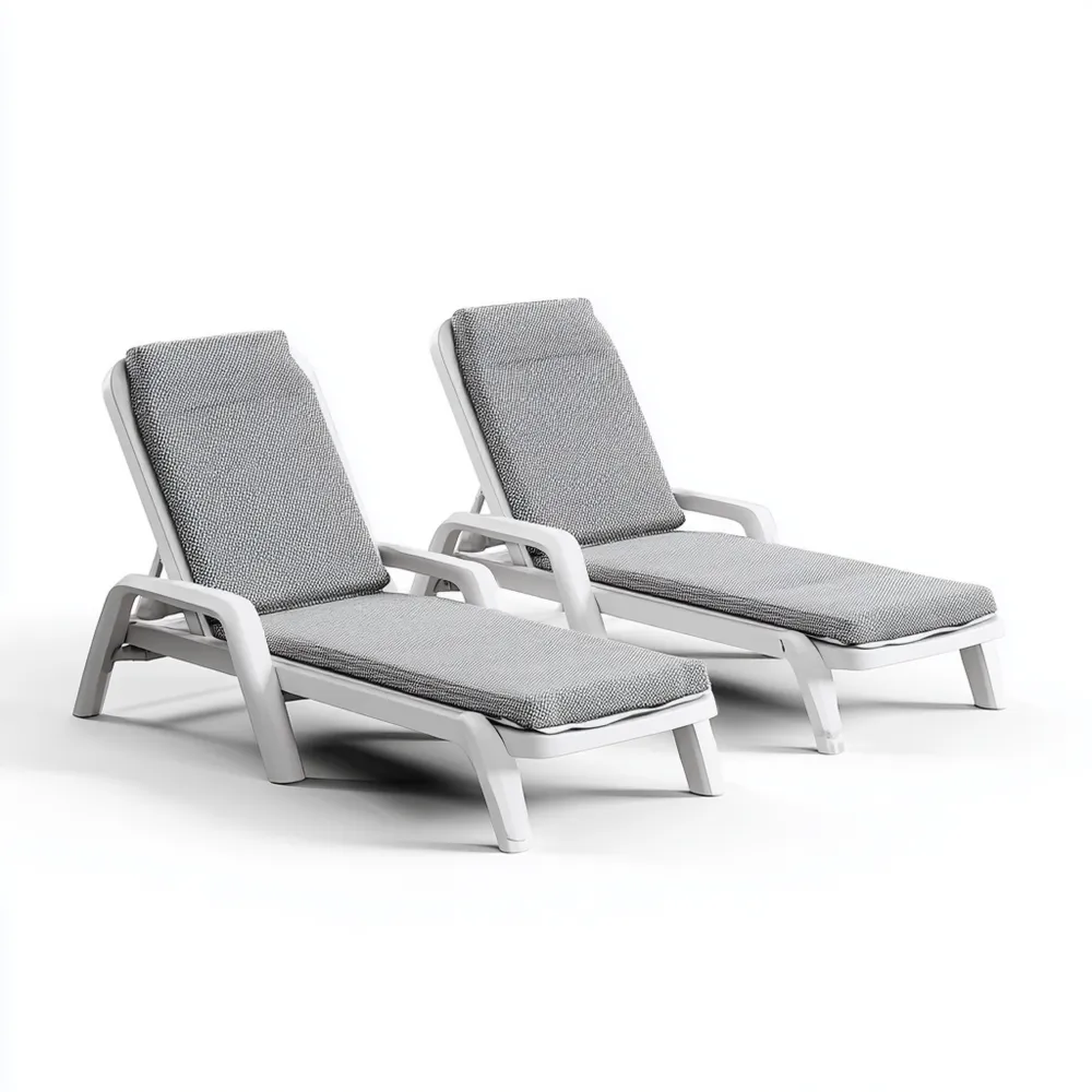 Lettino Prendisole in Plastica 195x65x32 cm con Cuscino - Grigio - Design Confortevole