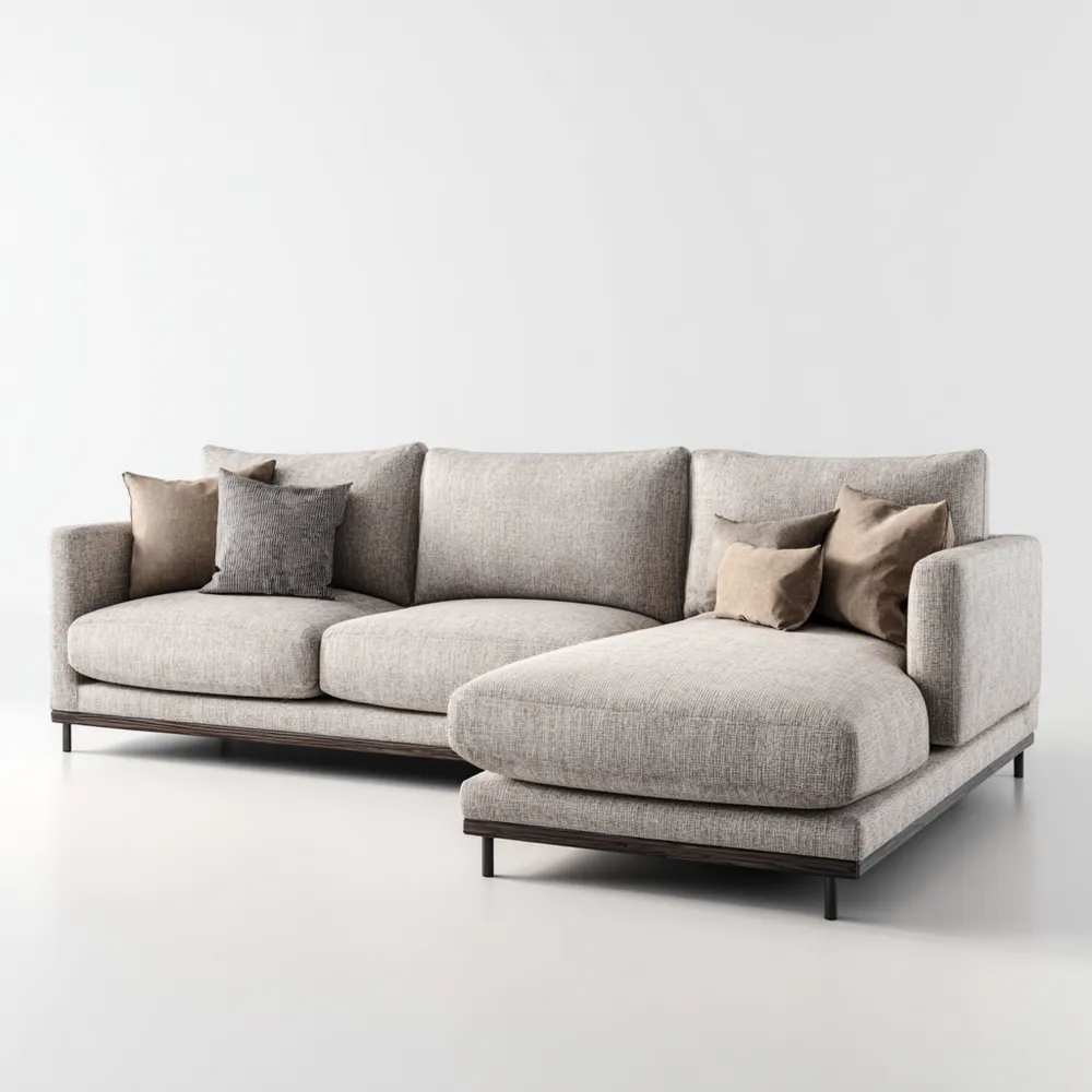 Divano angolare tessuto 300x200x80 cm - Grigio chiaro - Design moderno