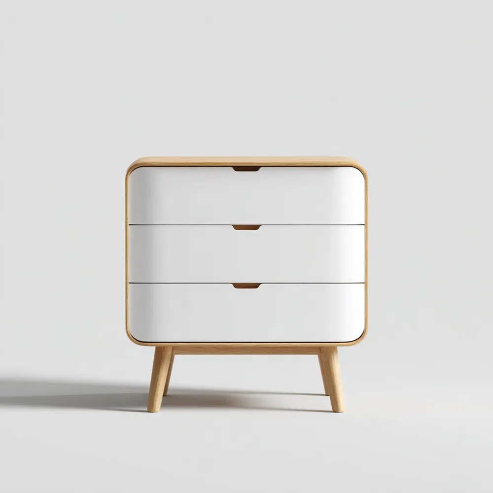 Cassettiera in legno 75x40x80 cm - Bianco e Legno - Design moderno