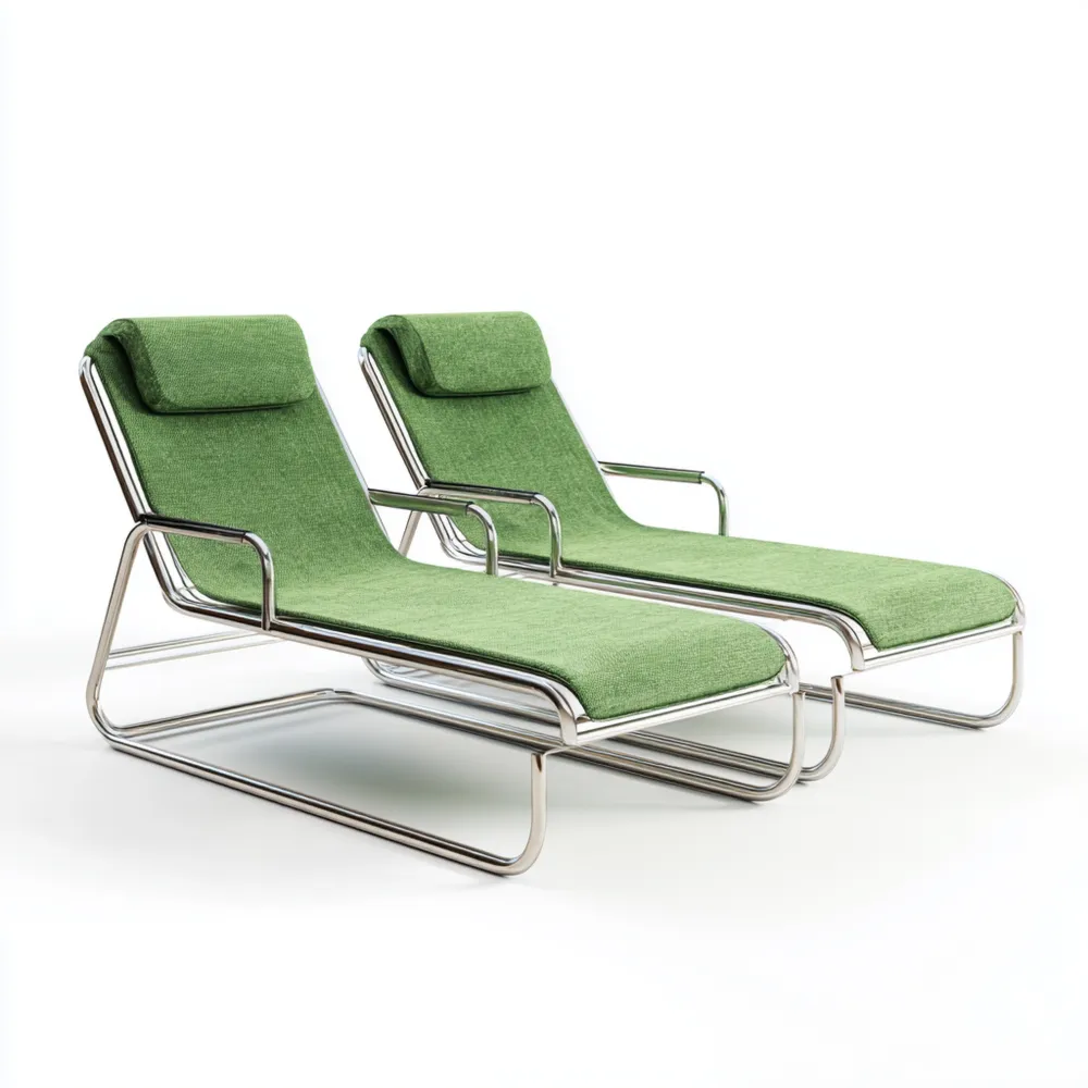 Lettino prendisole in metallo e tessuto 200x65x35 cm Verde – Design moderno