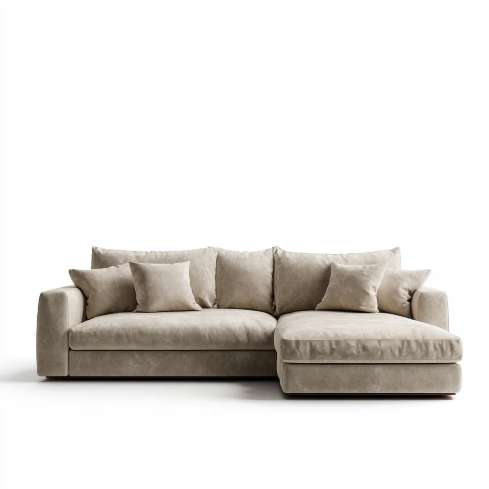 Divano angolare in tessuto 280x160x85 cm - Beige - Design moderno