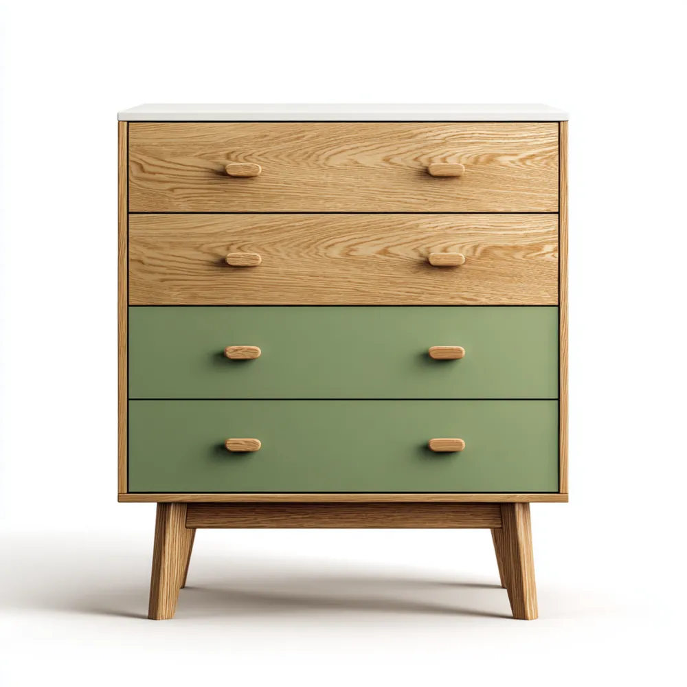 Cassettiera in Legno e Verde 80x40x90 cm - Design Moderno