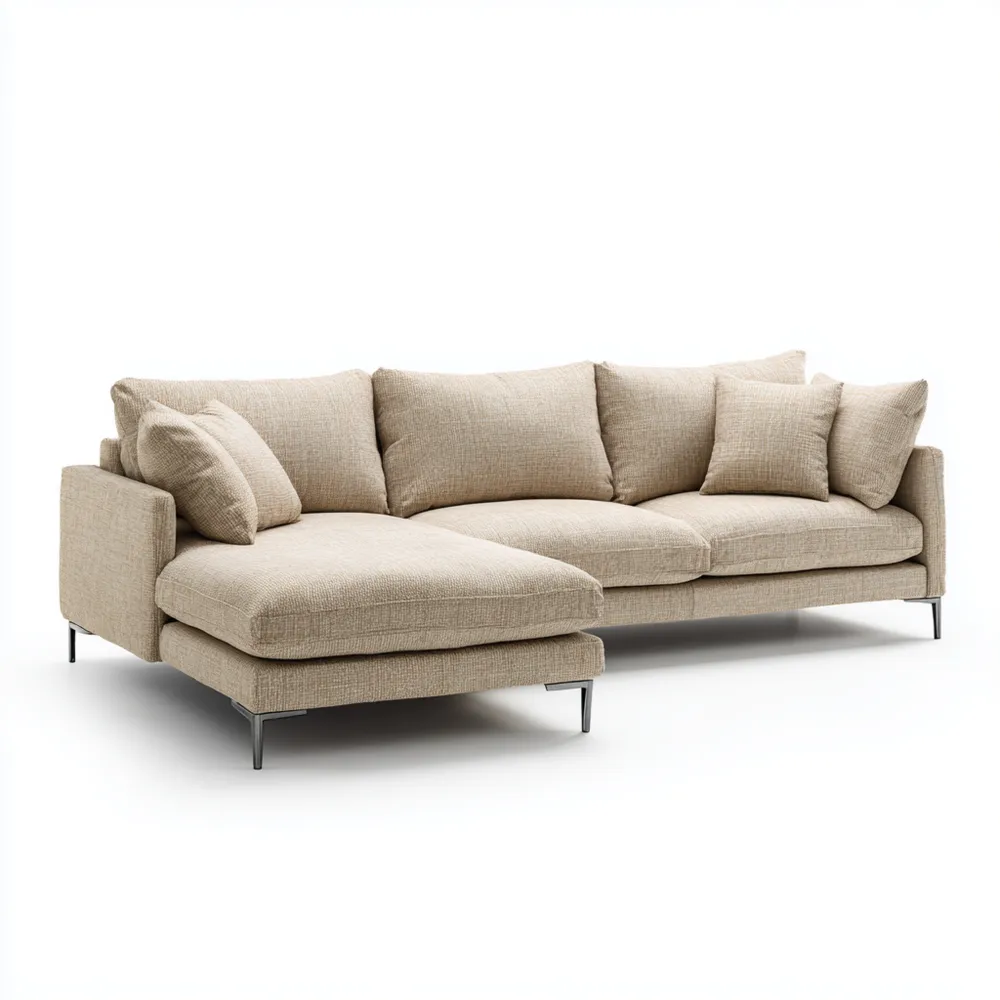 Divano angolare tessuto 250x150x85 cm - Beige - Design contemporaneo