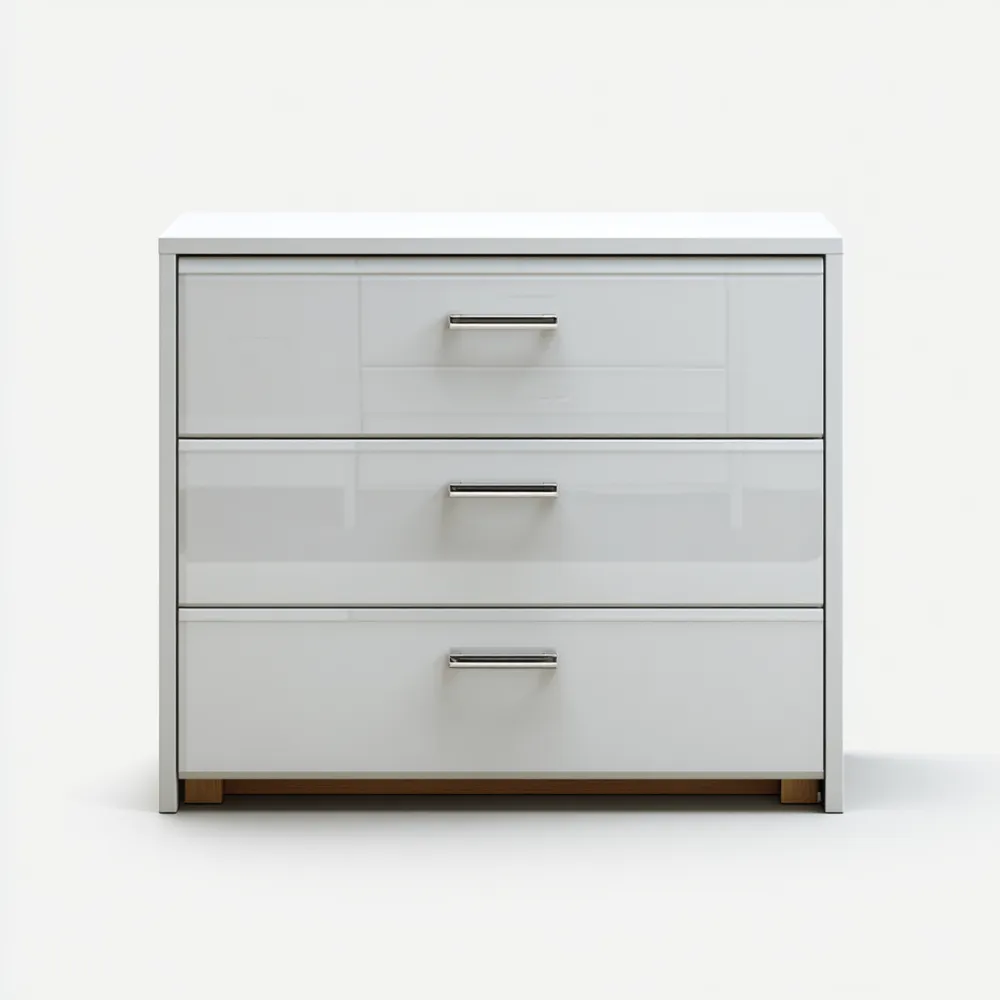 Cassettiera moderna in legno 80x40x85 cm 3 cassetti - Bianco - Design minimalista