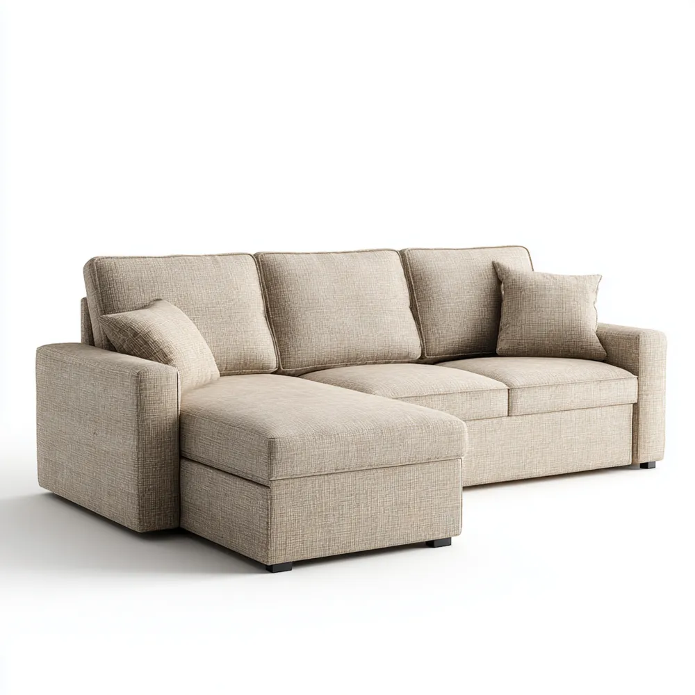 Divano angolare - Tessuto Beige - 280x160x85 cm - Design moderno