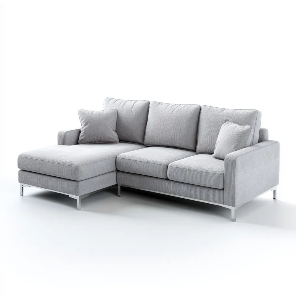 Divano angolare in tessuto 250x160x85 cm - Grigio chiaro - Design moderno