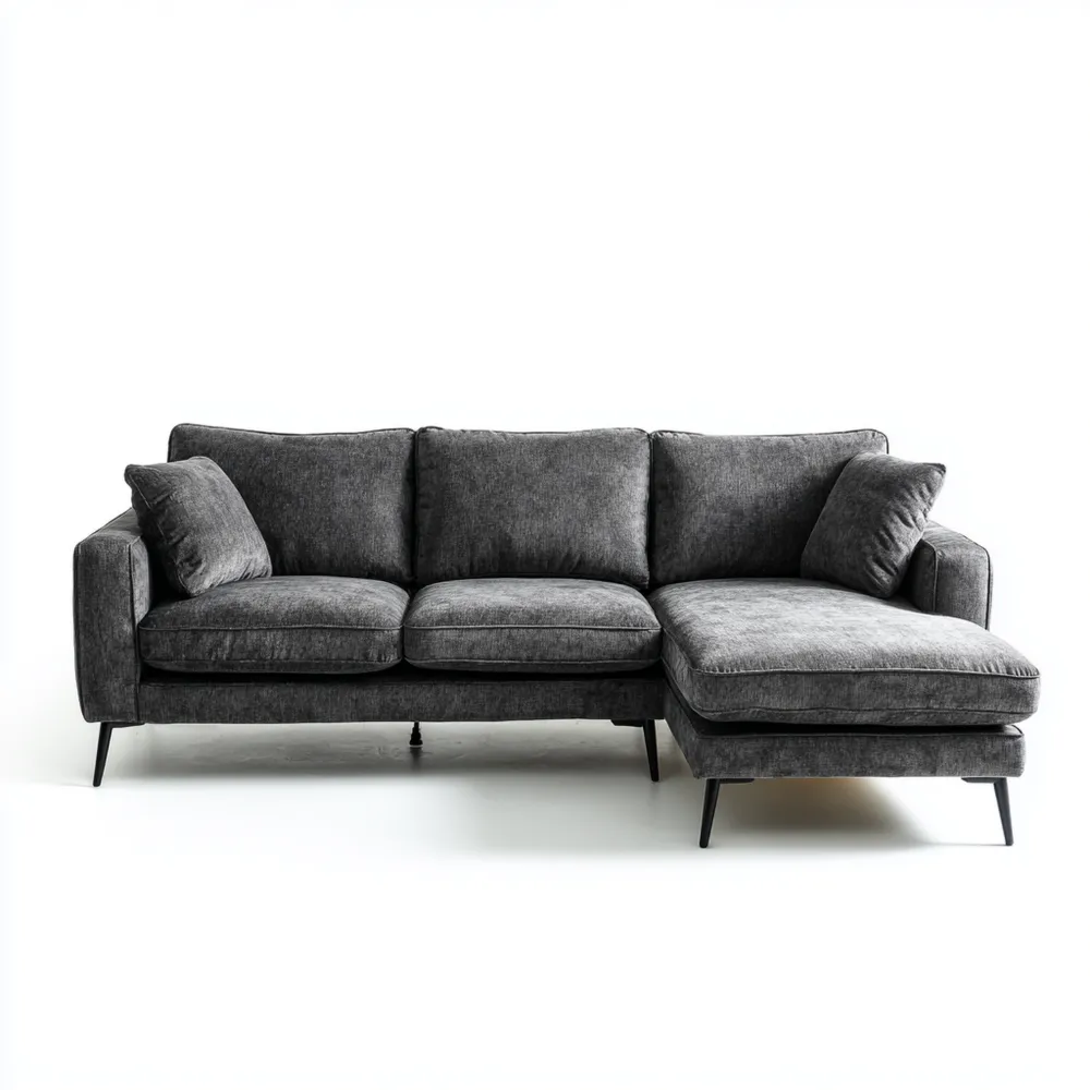 Divano angolare 220x85x160 cm - Grigio scuro - Design moderno