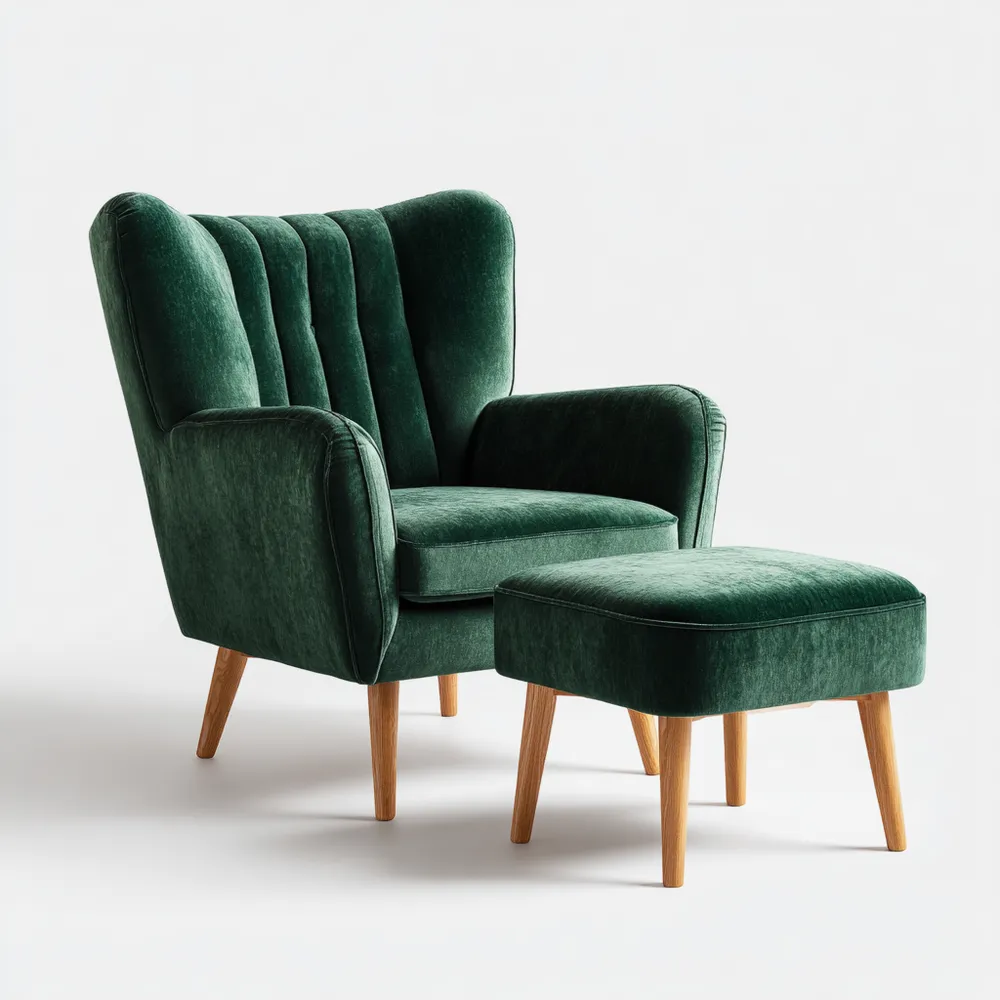 Poltrona relax con poggiapiedi Velluto Verde 85x80x90 cm – Design Moderno