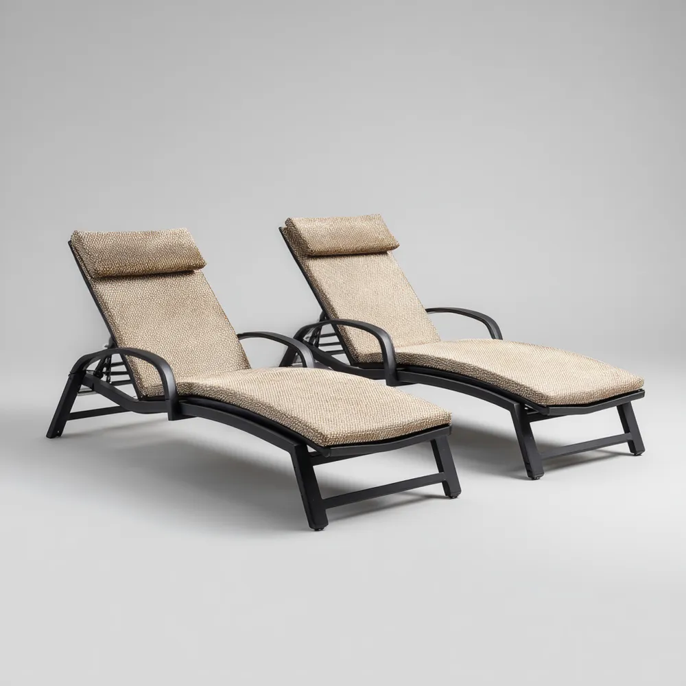 Lettino prendisole Doppio - Metallo Tessuto 200x70x35 cm – Beige – Design Elegante