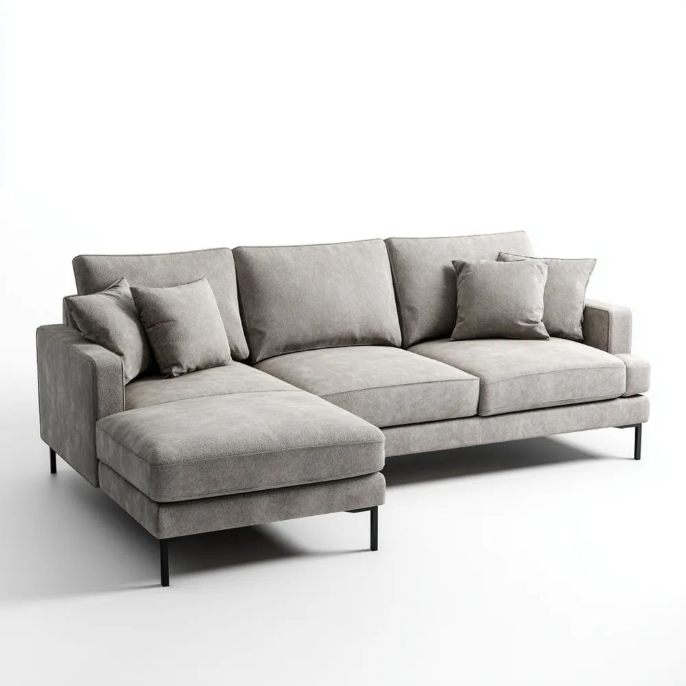 Divano angolare in tessuto 250x150x85 cm - Grigio chiaro