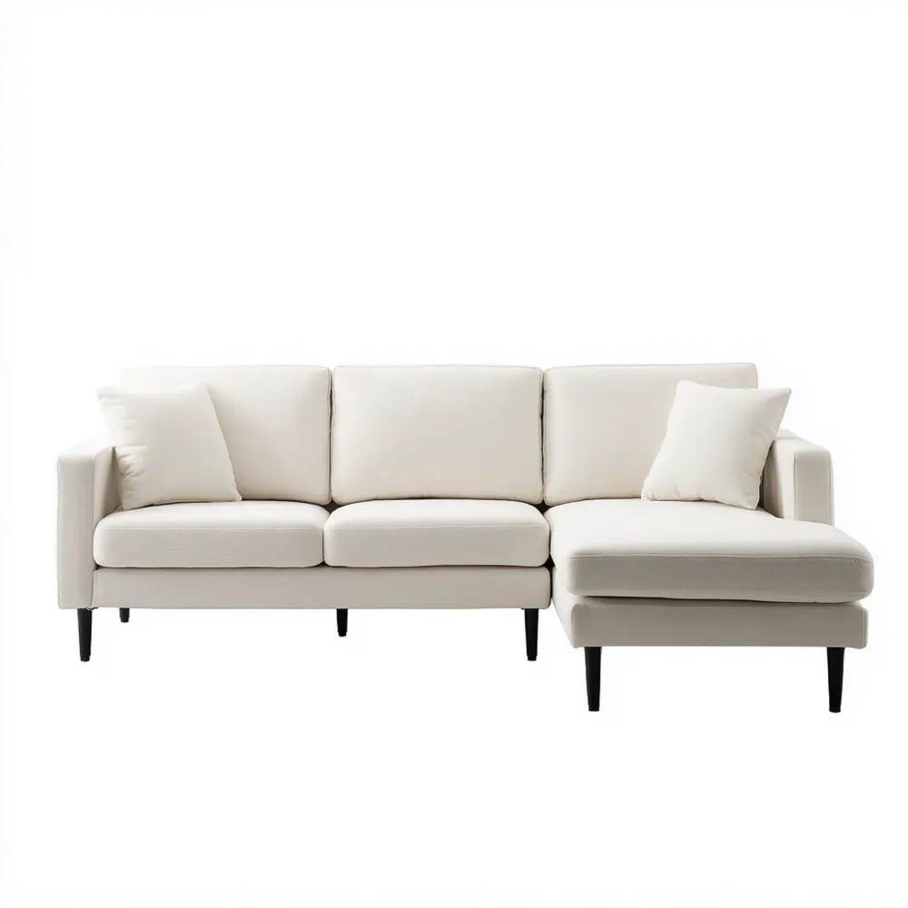 Divano angolare in tessuto 275x85x90 cm - Bianco - Design moderno